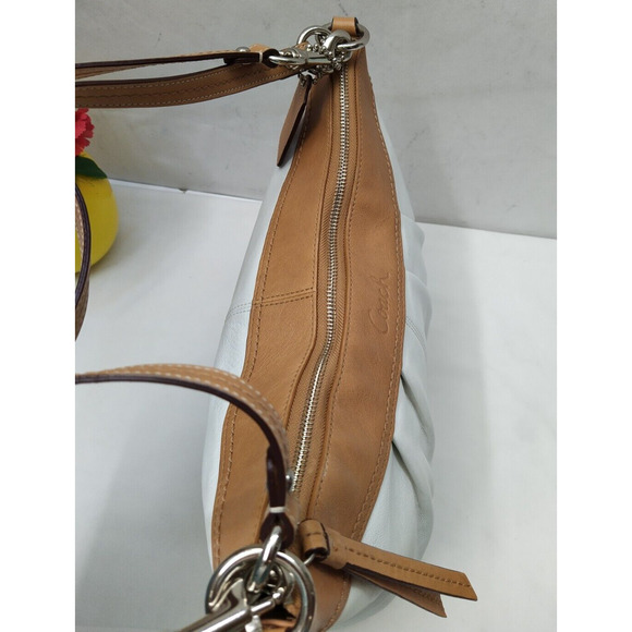Coach Ashley White Leather Zipper Closure Hobo Crossbody Bag - Picture 8 of 14